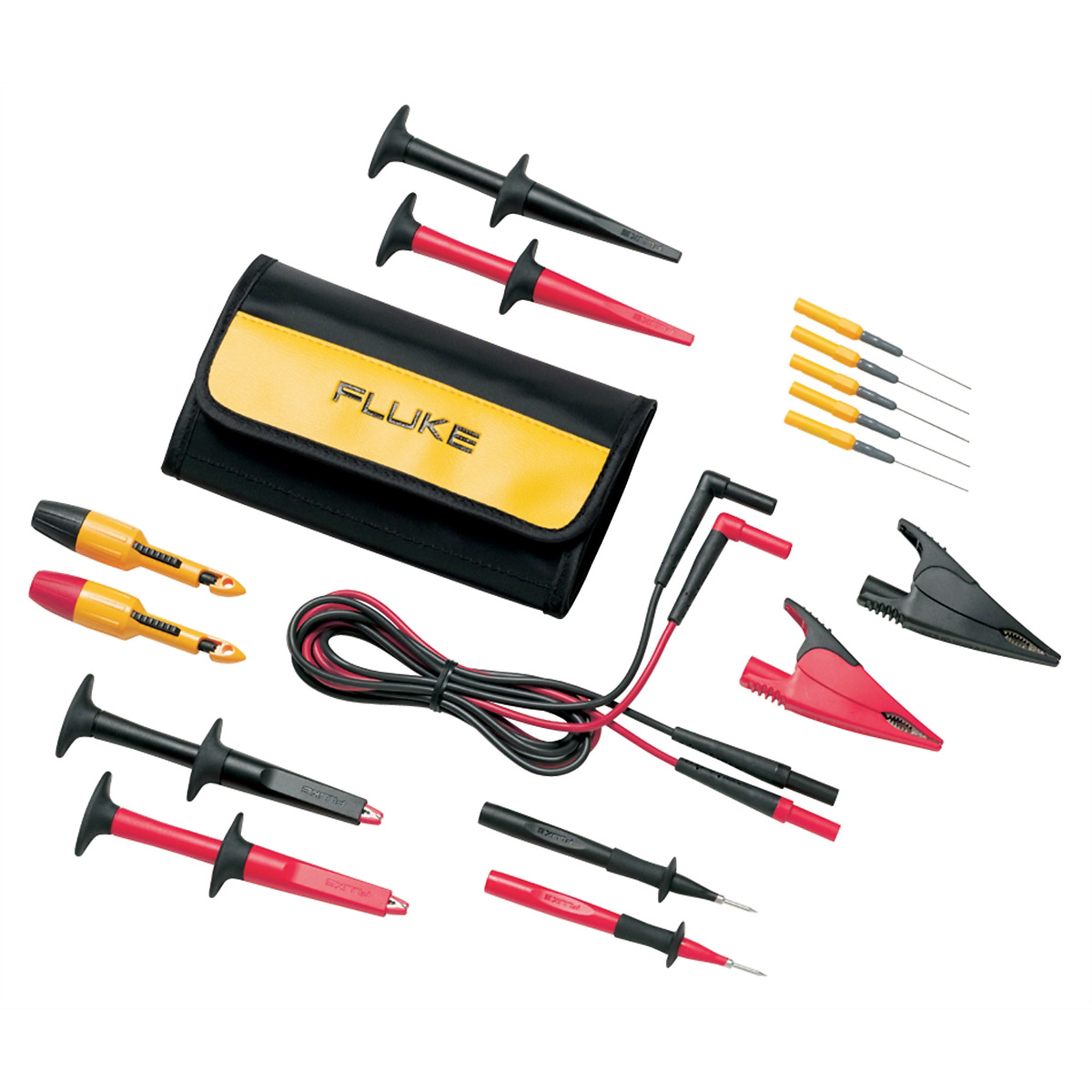 Fluke DLX Auto Test Lead Kit — 60V DC, Includes Back Probe Pins, Hook Probe, Soft Case, Model# FLUTLK282